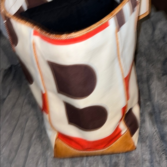Bally Cream, Red, and Brown Geometric Tote - Picture 4 of 11